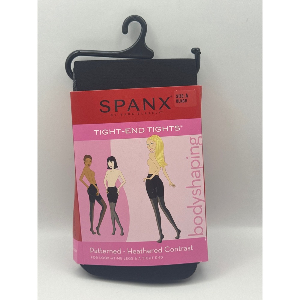 SPANX Tight-End Tights Patterned Heathered Contrast Bodyshaping Black Size A New